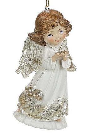 Декоративна підвіска янгол із зірочкою, 11.5см, колір - білий із шампанню - 4 шт упаковка товар від виробника
