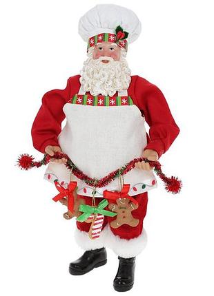 Мягкая новогодняя игрушка санта поваренок 28см, цвет - красный с белым товар от производителя