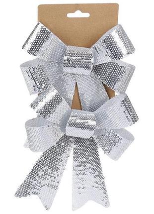 Набор (3 шт) декоративных бантов 14*20см, цвет - серебряные пайетки - 12 шт упаковка товар от производителя