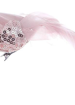 Декоративний птах на кліпсі 16 см, колір - рожевий - 12 шт упаковка товар від виробника