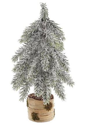 Ялинка декоративна засніжена на дерев'яному пеньку, 10x10x22 см товар від виробника