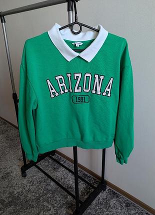 Трендова зелена кофта комірець arizona l