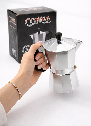 Гейзерная кофеварка , алюминиевая, 135 мл (3 чашки)