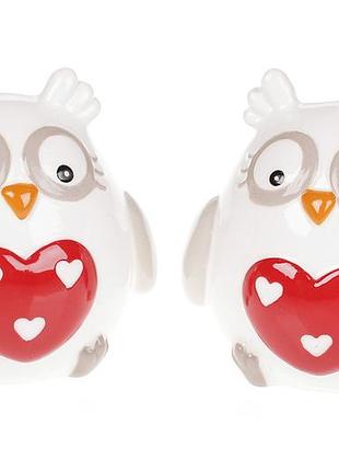 Набор для специй керамический совушка: солонка и перечница, 7см - 4 шт упаковка товар от производителя