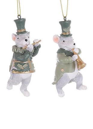 Декоративна підвіска миші-музиканти 4.5*3.5*9см, 4 дизайни, колір - сірий - 8 шт упаковка товар від виробника