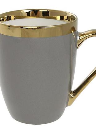 Кухоль порцеляновий "золота лінія" 360мл, колір - сірий - 12 шт упаковка товар від виробника