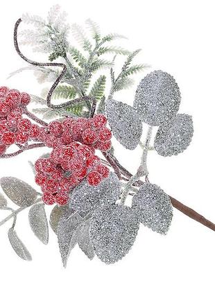 Декоративный букетик калины с покрытием "лёд" 22см - 12 шт упаковка товар от производителя