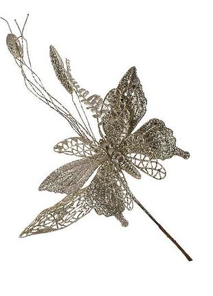 Декоративный букет с бабочкой, 13см, цвет - шампань - 12 шт упаковка товар от производителя