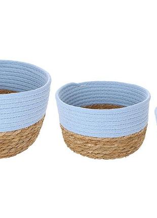 Набір плетених кошиків (3шт) для зберігання, розмір: 19*10см, 22.5*12см, 22.5*13.5см товар від виробника