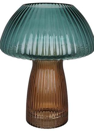 Ваза стеклянная в форме гриба 19*19*28см, цвет - зеленый с коричневым товар от производителя