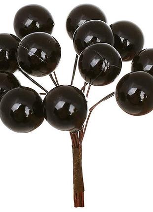 Пучок (12шт) глянцевых ягод 10см, цвет - черный - 12 шт упаковка товар от производителя