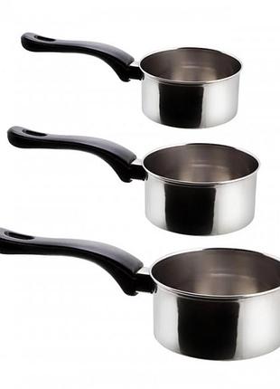 Набiр cотейникiв нержавіючі тиг v 0,75 / 1 / 1,25 л ø 10 / 12 / 14 см ( 3 шт ) розпродаж!