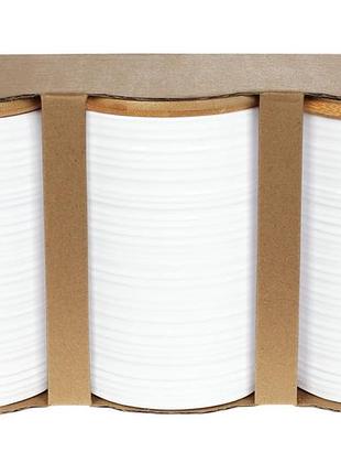 Набір (3шт) керамічних банок 650мл з бамбуковими кришками з об'ємним малюнком лінії, товар від виробника