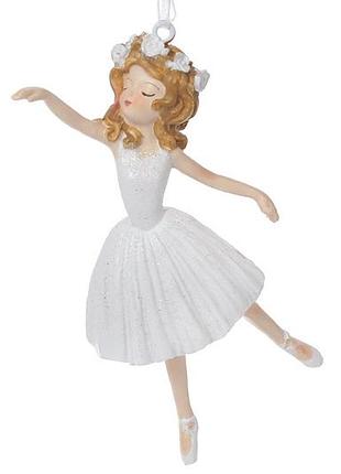 Декоративна фігурка на підвісі юна балерина, 10см, колір - білий з - 6 шт упаковка товар від виробника