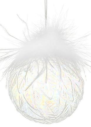 Ялинковий шар з декором з пуху d10см, колір - прозорий з перламутром товар від виробника