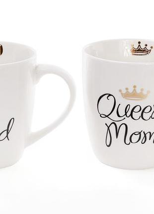 Кружка фарфоровая king dad, queen mom, 520мл - 6 шт упаковка товар от производителя