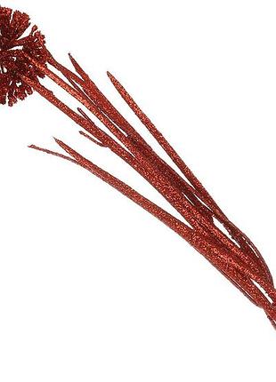 Декоративная ветка в глиттере, 48см, цвет - красный товар от производителя