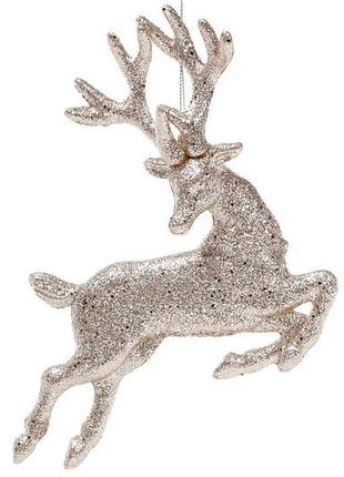 Ёлочное украшение олень 19см, цвет - шампань глиттер - 12 шт упаковка товар от производителя