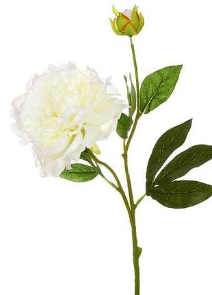 Півонія з бутоном на нозі 57см, колір - білий товар від виробника