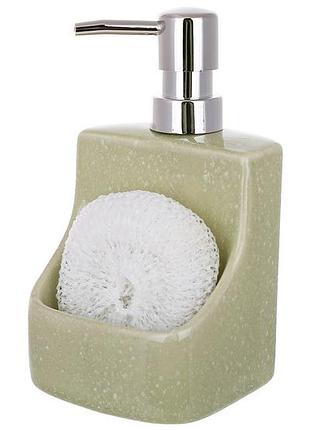 Диспенсер для жидкого мыла (средства для мытья посуды) 400мл с губкой, - 6 шт упаковка товар от производителя