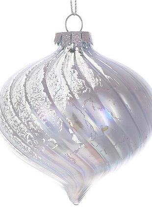 Ялинкова прикраса цибулина 8см, колір - срібло з райдужним відливом товар від виробника