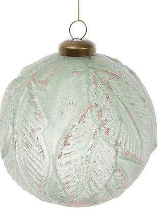Ёлочный шар 10см листья, цвет - нефритовый зеленый товар от производителя