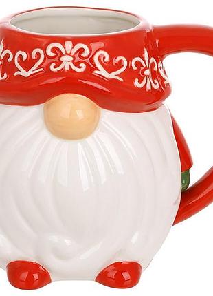 Кружка керамическая гном 500мл, цвет - белый с красным товар от производителя