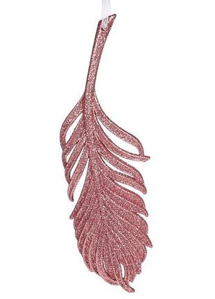 Ёлочное украшение перо 21.5см, цвет - розово-персиковый товар от производителя