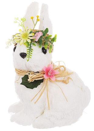 Декоративна великодня фігура кролик у капелюшку, 20*14*26см товар від виробника