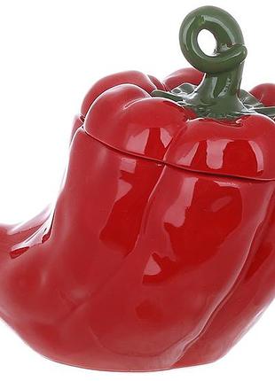 Банка керамическая "pepper" 1000мл, цвет - красный уценка - потеки краски товар от производителя