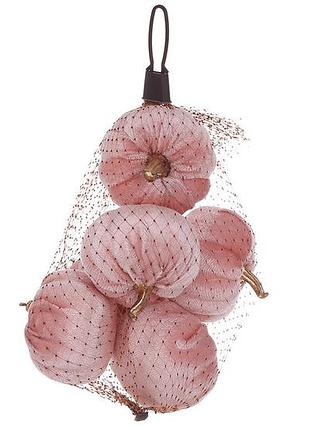 Набір (6 шт) декоративних гарбузів у сітці d5.5*6см, колір - пудровий - 6 шт упаковка товар від виробника