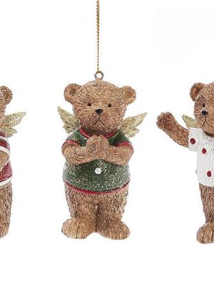 Декоративная подвесная фигурка мишки-ангелочки 8см, 3 дизайна - 6 шт упаковка товар от производителя