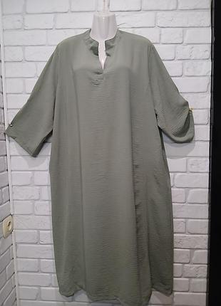 Плаття жіноче великого розміру.плаття з боковими кишенями.довжина рукава регулюється.колір-оливковий..виробництво-україна.