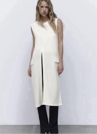 Новий вʼязаний кардиган zara m довгий кардиган весняний прямий з переднім розрізом зара