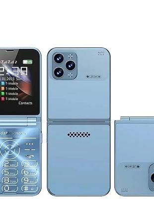 Кнопочный мобильный телефон раскладушка 15 на 4 сим карты (код 00084)