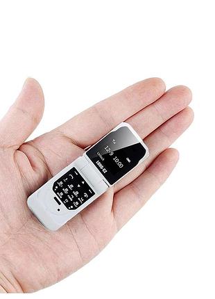 Маленький мобильный телефон раскладушка - 9 белый (код 00443)