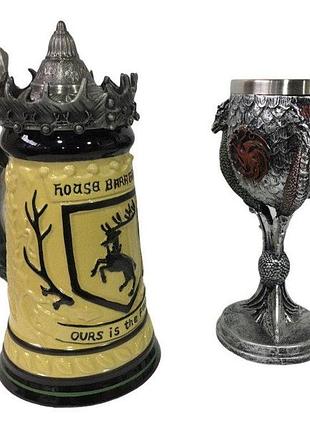 Набір кухоль game of thrones house герб баратеонів гра престолів баратеони та кубок fire and blood
