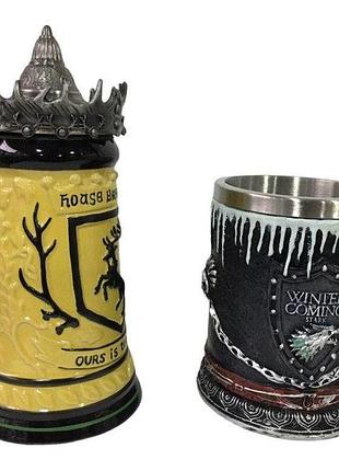 Подарунковий набір кухоль game of thrones house герб баратеонів гра престолів і winter is coming stark