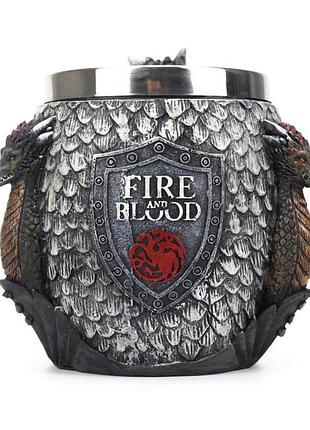 Кухоль чашка келих гра престолів fire and blood targaryen 3d будинок таргарієн таргарієнси