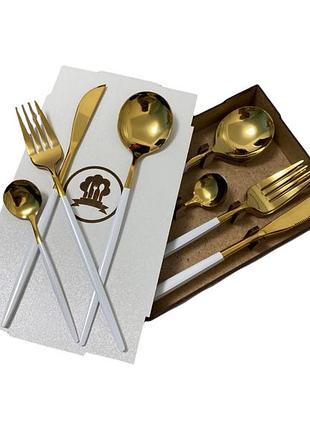 Набор столовых приборов белый (код 00461)