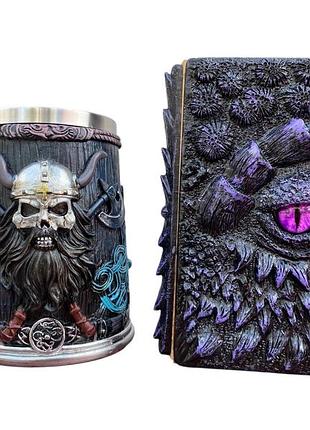 Подарунковий набір кухоль 3 скандинавський воїн і блокнот 3 «око ілюзій»