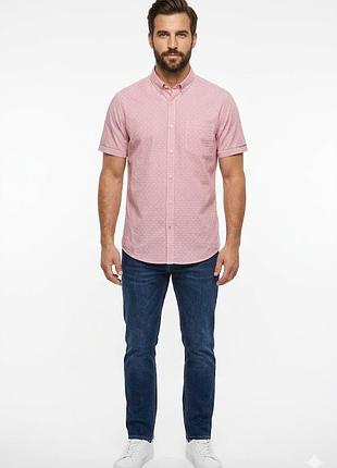 Чоловіча сорочка рубашка га короткий рукав картата hugo boss смугаста