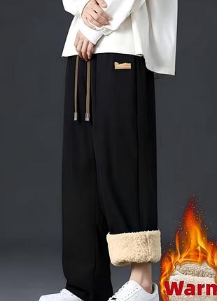 14-16 лет тёплые новые спортивные черные брюки на меху