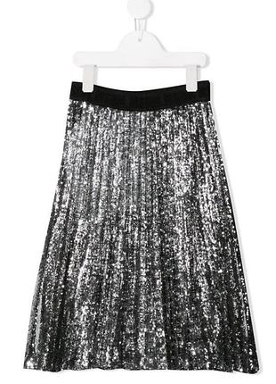 Серебряная нарядная плиссированная юбка msgm для девочки