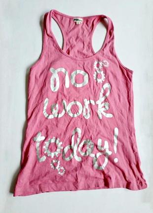 Inside for girl рожева майка футболка з написом no work today боксерка жіноча розова маєчка дівчинки катонова бавовняна