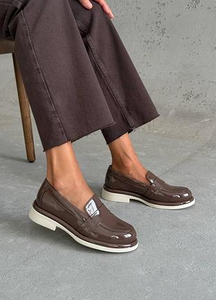 Женские лоферы туфли лаковые из натуральной кожи наплак тоффи 11701