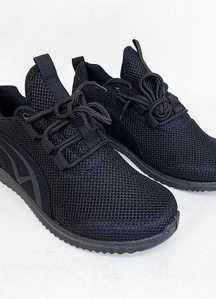 Кроссовки летние сетка черные