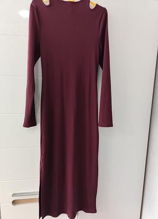 Платье, платье в рубчик длинная бордовая новая