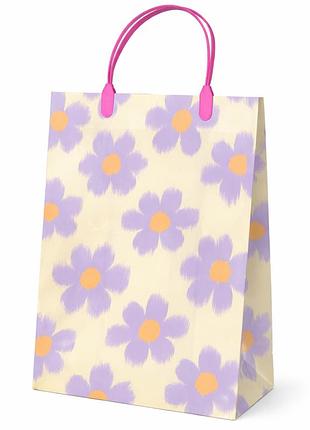 Подарунковий пакет xl з яскравим принтом «райдуга та хмари» xl-rainbow жовтий