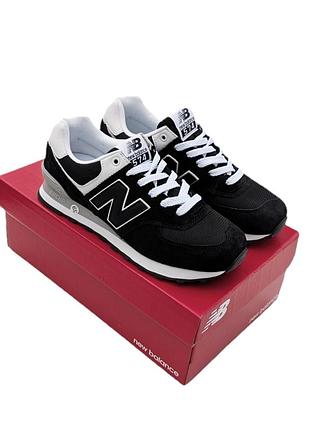 Кросівки жіночі new balance 574 чорні з білим демісезонні весна-літо-осінь замша текстиль розмір 37-41 нові 1280